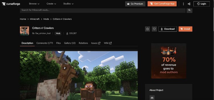 ماد Critters n Crawlers را می‌توانید از وب‌سایت CurseForge دانلود کنید.